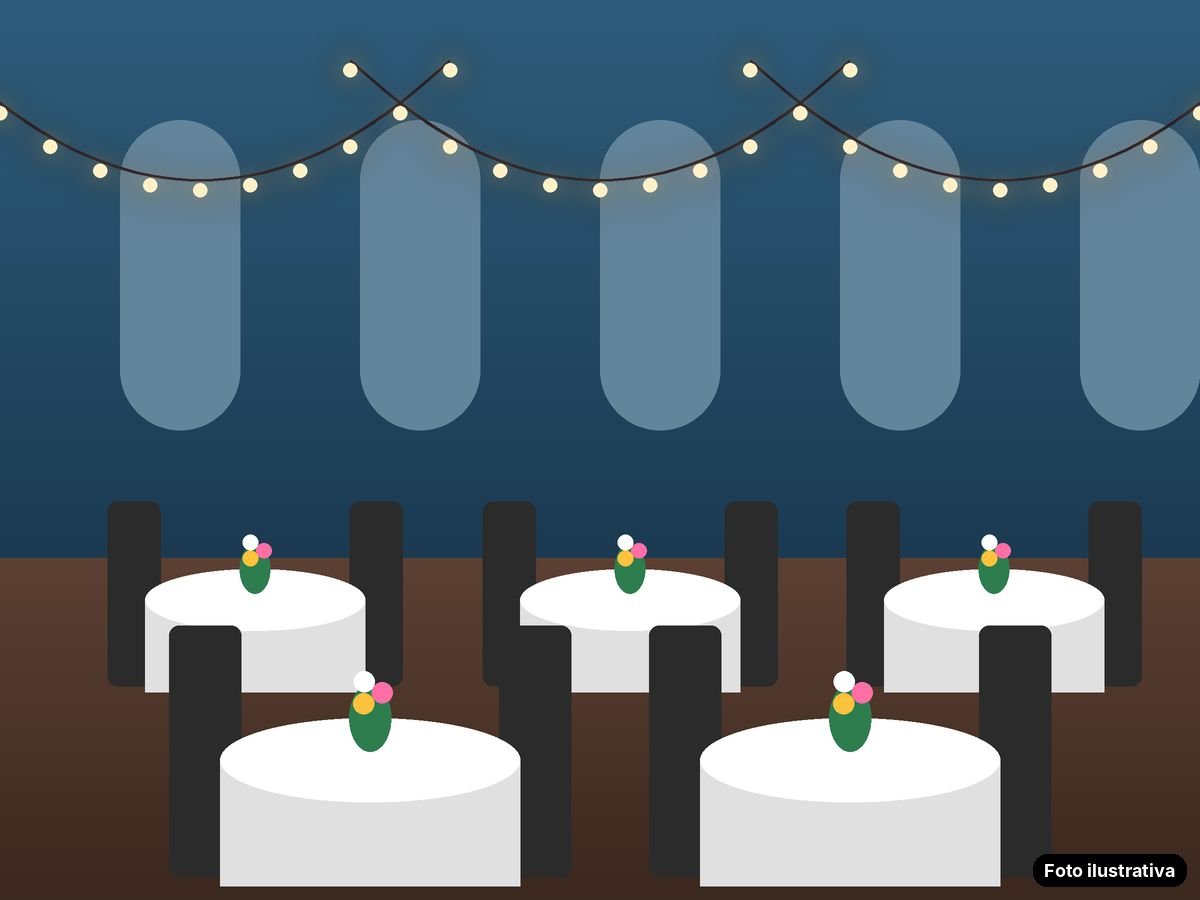 Salão montado para festa