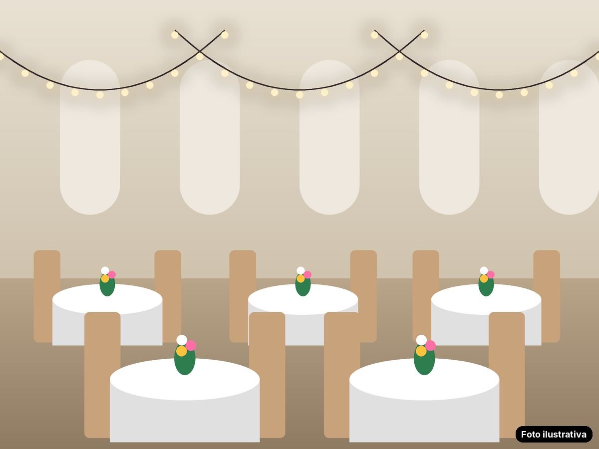 Salão montado para festa