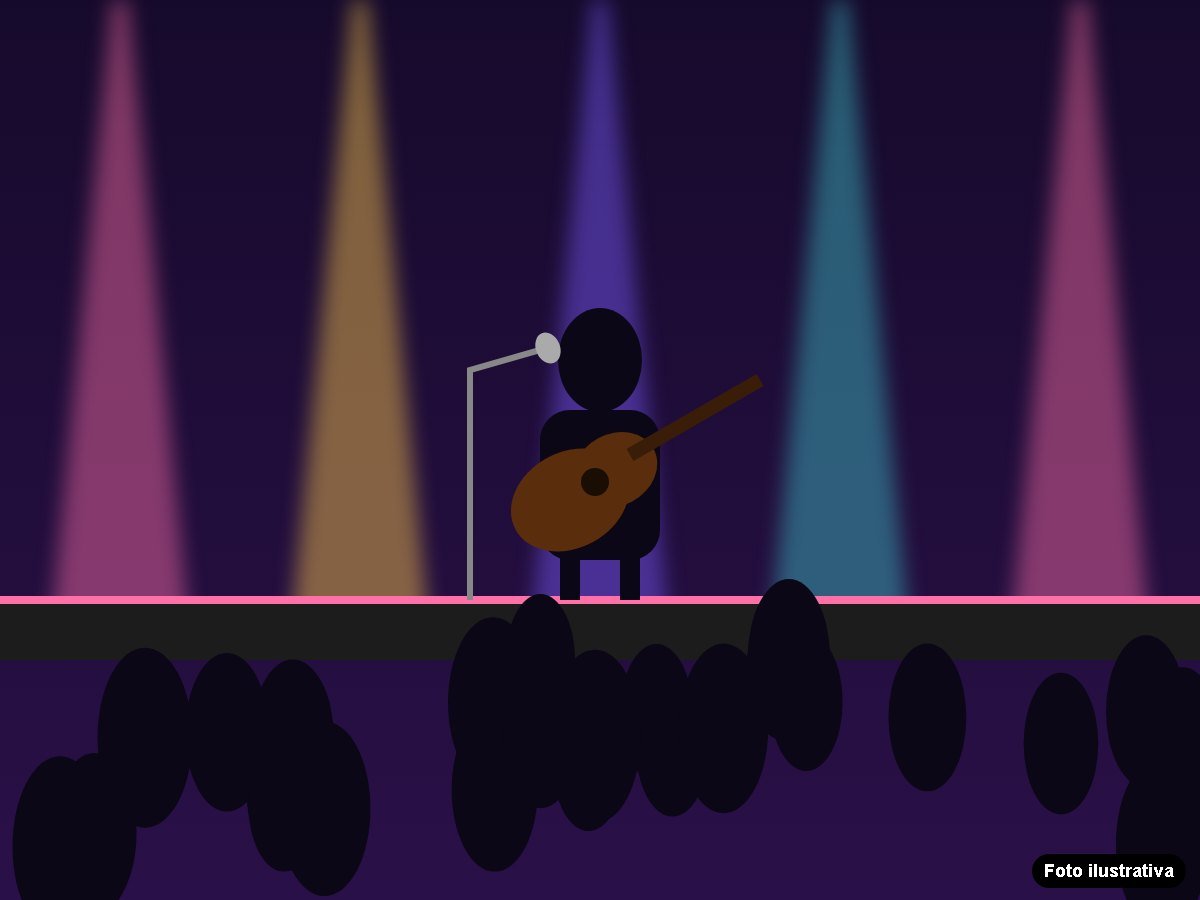 Voz e violão no palco